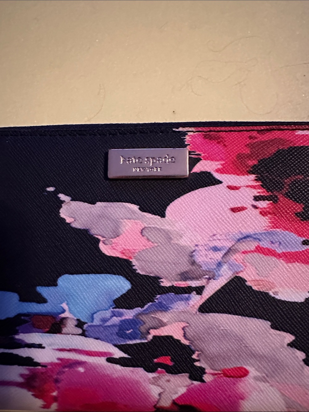 kate spade Floral Print Women’s Zip Around Wallet- Black & Pink